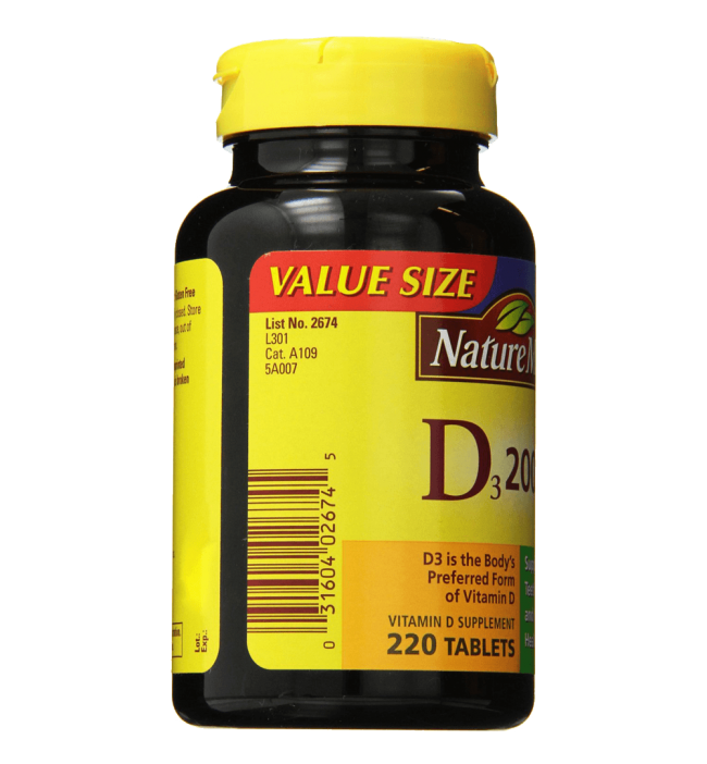 Nature Made Vitamin D3 2000 IU Value Size 220-Count