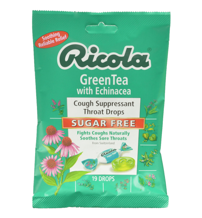 Ricola Cough Suppressant Throat Drops Green Tea with Echinacea Sugar Free 19 Drops