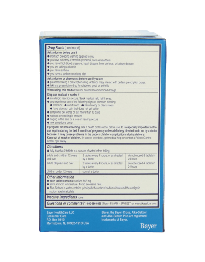 Alka-seltzer Original Effervescent Tablets 72-Count